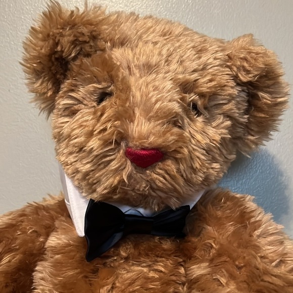 Vermont Teddy Bear Company, 15” Classic Bow Tie Bear, brown fur, fully jointed - Picture 3 of 7